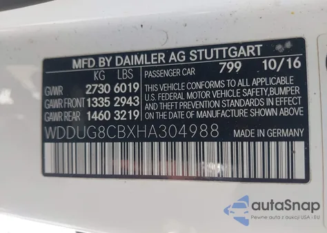 2017 Mercedes-Benz S 550 z USA, uszkodzony, nr VIN WDDUG8CBXHA304988